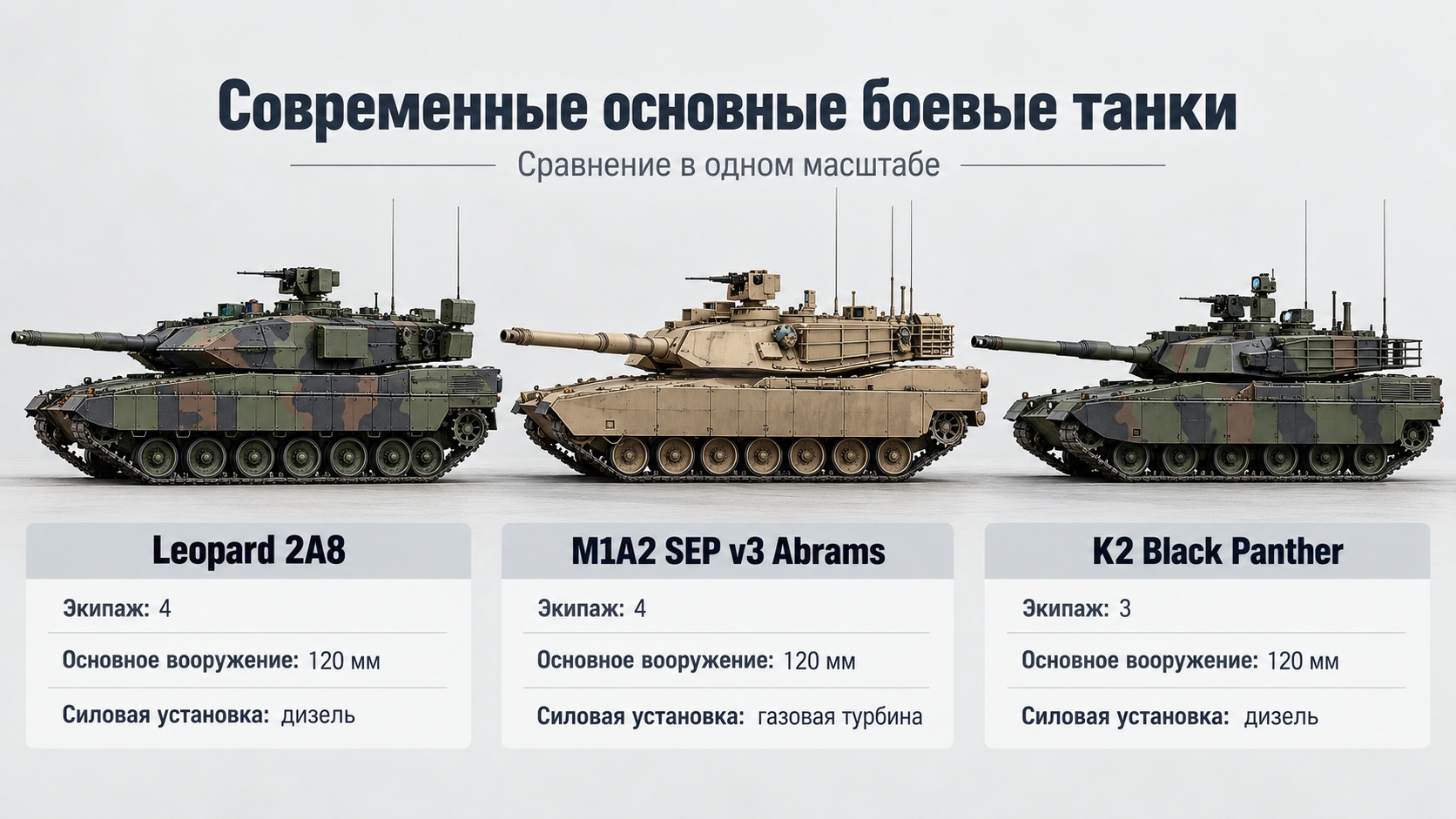 Сравнение трёх основных боевых танков